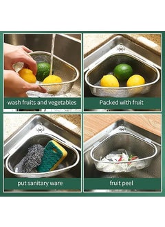 Mishrit Mishrit Garbage Waste Strainers Sponges Holder, Multipurpose Sink Drain Strainer Basket, Kitchen Triangle Sink Strainer, Corner Sink Strainer, Metal Sink Strainer (Pack of 1).  - Image 3