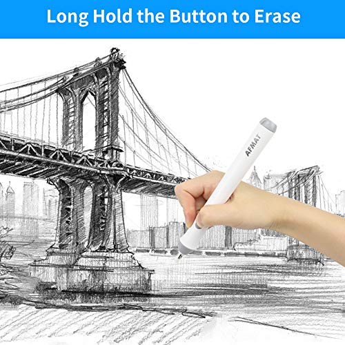 AFMAT EEW001 Electric Eraser for Drawing, Battery Operated Eraser with 140 Refills, Electric Erasers Kit for Artist, Art Erasers for Painting, Sketching, Drafting, Detailer Tool for Crafting-White - Image 3