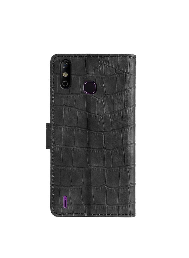 Zaboon Case For Infinix Smart 4 Skin Feel Crocodile Texture Magnetic Clasp Horizontal Flip PU Leather Case with Holder & Card Slots & Wallet - Image 3