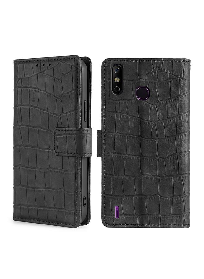 Zaboon Case For Infinix Smart 4 Skin Feel Crocodile Texture Magnetic Clasp Horizontal Flip PU Leather Case with Holder & Card Slots & Wallet - Image 1