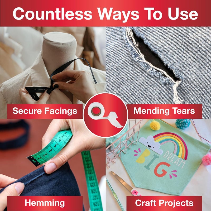 SINGER Heavy Duty Iron-On Fusing Web - Fabric Adhesive for Quick Repairs - Image 3