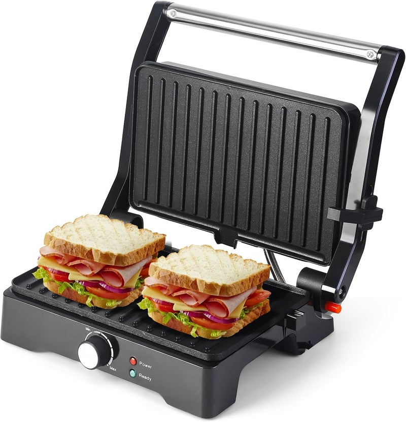 UVFAST Panini Press Grill Sandwich Maker, Large Electric 3 in 1 Panini Sandwich Maker Grill, Open 180 Degrees for Grill Indoor, Perfect for Grilling Steaks, Burger, Sandwich,Non-stick Pan - Image 1