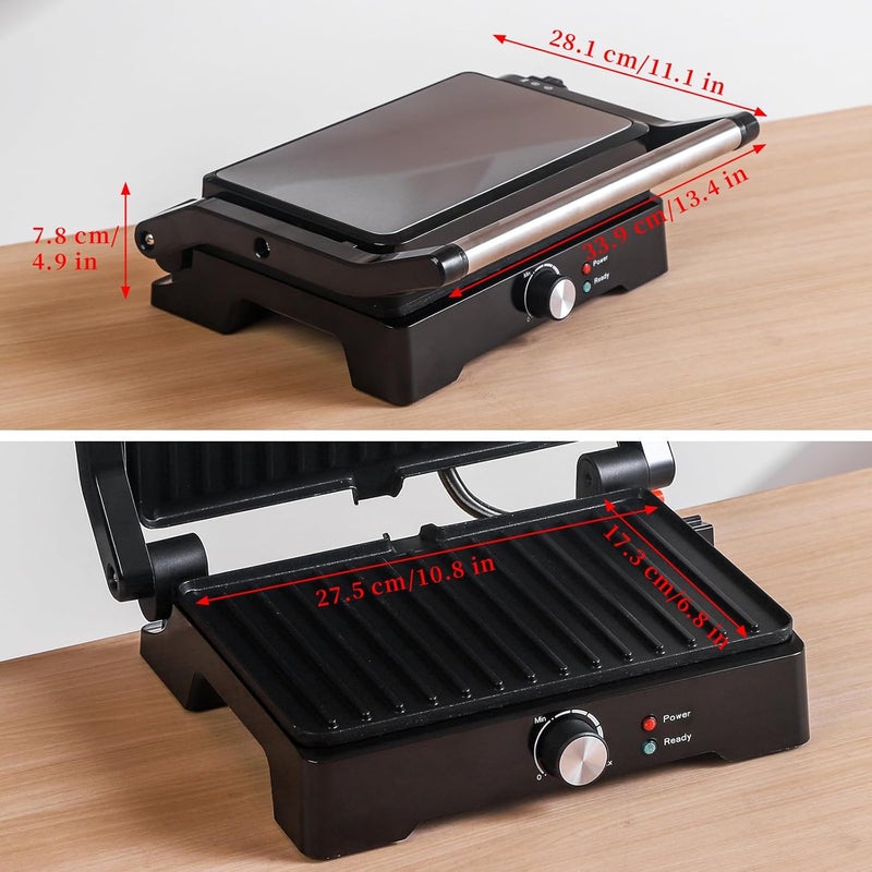 UVFAST Panini Press Grill Sandwich Maker, Large Electric 3 in 1 Panini Sandwich Maker Grill, Open 180 Degrees for Grill Indoor, Perfect for Grilling Steaks, Burger, Sandwich,Non-stick Pan - Image 4