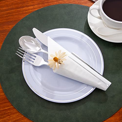 BUCLA 100-Count 3-Ply disposable Napkins - Silver Paper Napkins Disposable Premium Quality - Christmas Napkins/Dinner Napkins Disposable Soft, Absorbent for Kitchen, Parties, Weddings or Events - Image 4