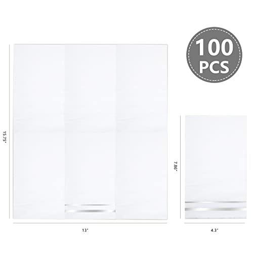 BUCLA 100-Count 3-Ply disposable Napkins - Silver Paper Napkins Disposable Premium Quality - Christmas Napkins/Dinner Napkins Disposable Soft, Absorbent for Kitchen, Parties, Weddings or Events - Image 2