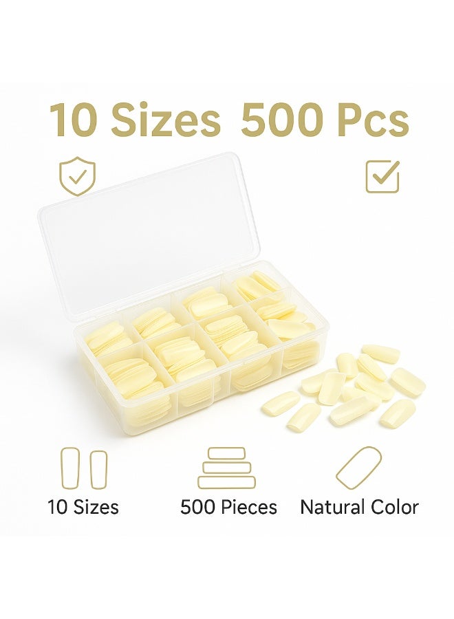 بي زد طقم 500 طرف أظافر كامل التغطية بشكل مربع (شفاف وطبيعي) مع صندوق تخزين - Image 3