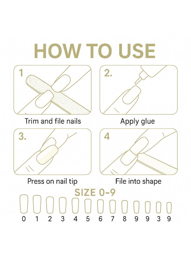 بي زد طقم 500 طرف أظافر كامل التغطية بشكل مربع (شفاف وطبيعي) مع صندوق تخزين - Image 4