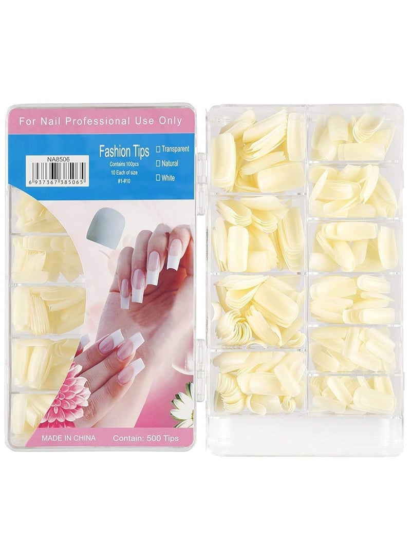 بي زد طقم 500 طرف أظافر كامل التغطية بشكل مربع (شفاف وطبيعي) مع صندوق تخزين - Image 1