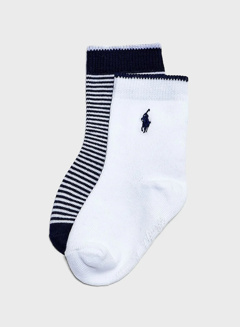 POLO RALPH LAUREN Infant 2 Pack Logo Ankle Socks