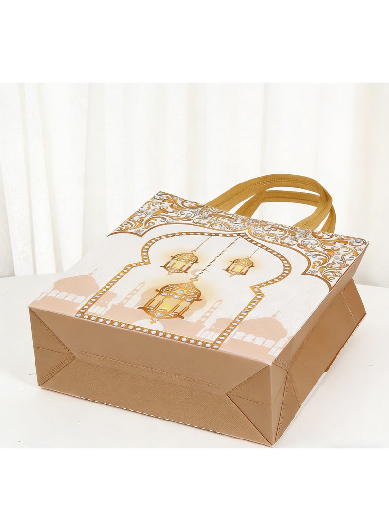 حقائب هدايا، عبوة من 10 قطع، حقائب هدايا غير منسوجة قابلة لإعادة الاستخدام، حقائب هدايا العيد مع مقابض لحفلات عيد مبارك لتغليف مستلزمات الحفلات - Image 2