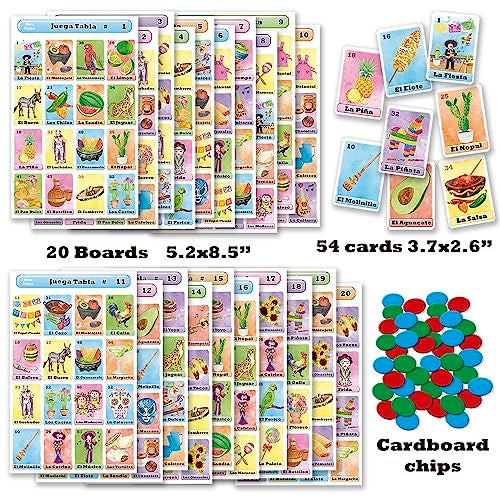 More Fiesta Loteria Fiesta Deluxe Game Set in Spanish for Up to 20 Players 20 Boards Full Deck of Cards and with Chips - Image 5