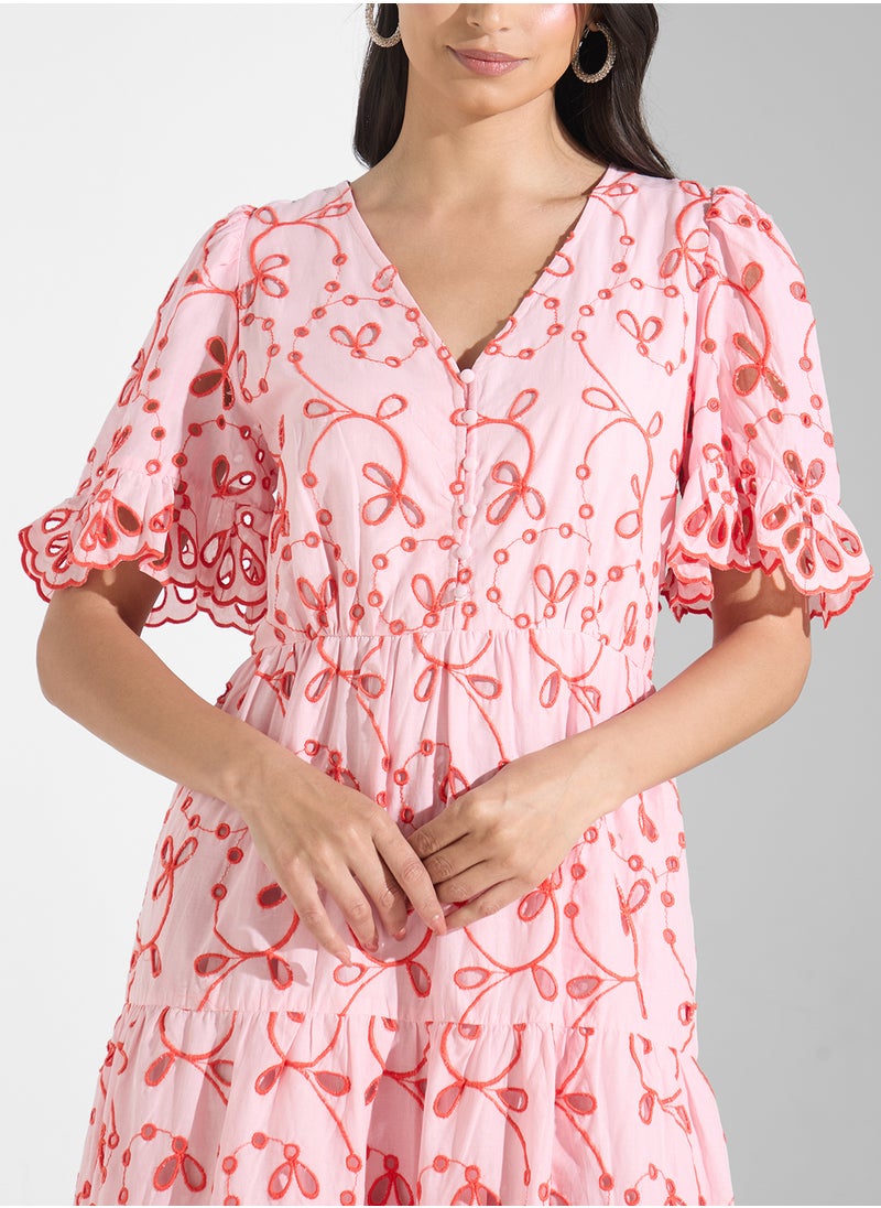 Ella Limited Edition Printed Ruffled Sleeve Dress  - Image 3