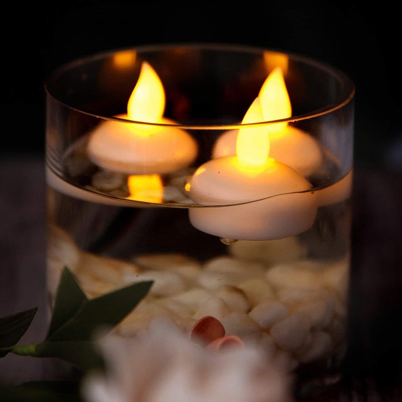 24pcs Floating Tealights Electric Flameless Candle Lamp Decoration (Yellow Light) - Image 4