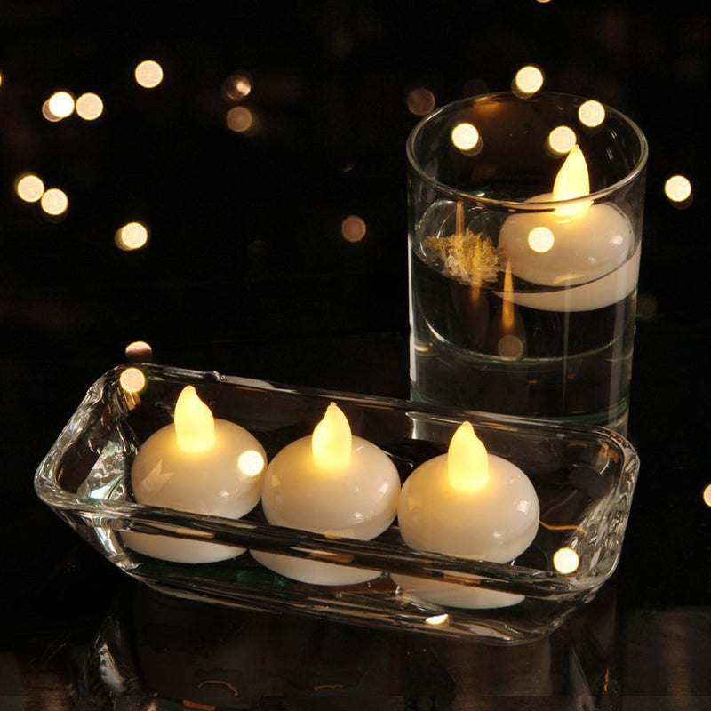 24pcs Floating Tealights Electric Flameless Candle Lamp Decoration (Yellow Light) - Image 5