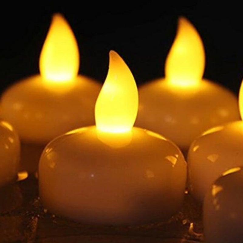 24pcs Floating Tealights Electric Flameless Candle Lamp Decoration (Yellow Light) - Image 2