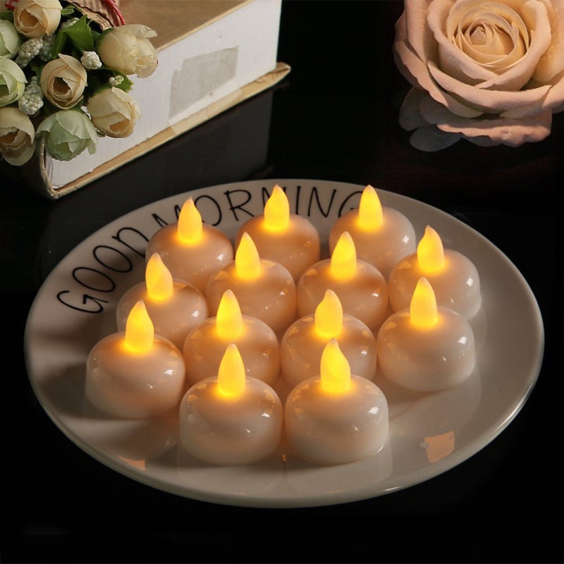 24pcs Floating Tealights Electric Flameless Candle Lamp Decoration (Yellow Light) - Image 1
