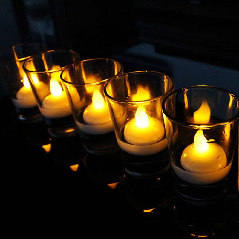 24pcs Floating Tealights Electric Flameless Candle Lamp Decoration (Yellow Light) - Image 3
