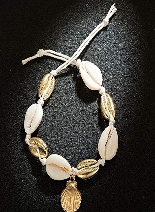 fabula by OOMPH Jewellery Gold & White Sea Shell Bohemian Beach Fashion Anklet(Single Piece) for Women & Girls - Image 3