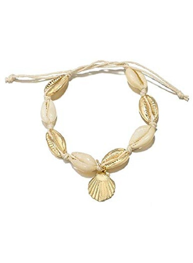 fabula by OOMPH Jewellery Gold & White Sea Shell Bohemian Beach Fashion Anklet(Single Piece) for Women & Girls - Image 2