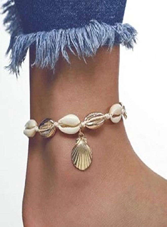 fabula by OOMPH Jewellery Gold & White Sea Shell Bohemian Beach Fashion Anklet(Single Piece) for Women & Girls - Image 4