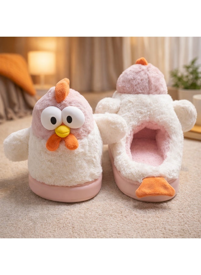 سليبر فرو شتوي مجسّم على شكل دجاجة مبطن النساء – نعل مانع للانزلاق - مقاس 40-41