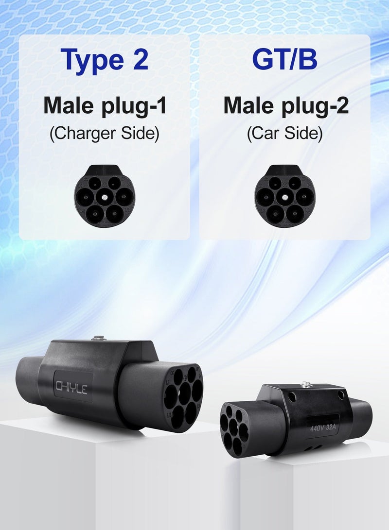 كيل › محول شاحن السيارات الكهربائية من Type 2 إلى GBT (32A 440V) من CHIYLE، يتميز بتوافقه العالمي وتوفيره شحنًا سريعًا، مع سهولة الحمل والاستخدام، وهو متوافق مع طرازات: FAW E-HS9، وFAW H9، وشبنج G6، وشبنج G9، وشبنج X9، ونيو ET5، وNIO EC6، وNIO EL8، وMG4 إلكتريك، وMG ZS إلكتريك، وجيتور T2، وبي واي دي أتو 3، وبي واي دي هان بلاتينوم، وسيليون 7 Performance، وسيل 7 ديزاين، وسيل Performance، وسونغ بريميوم، وتشين بريميوم، وملحقات السيارات الكهربائية للأعوام 2022 و2023 و2024 و2025 و2026. - Image 2