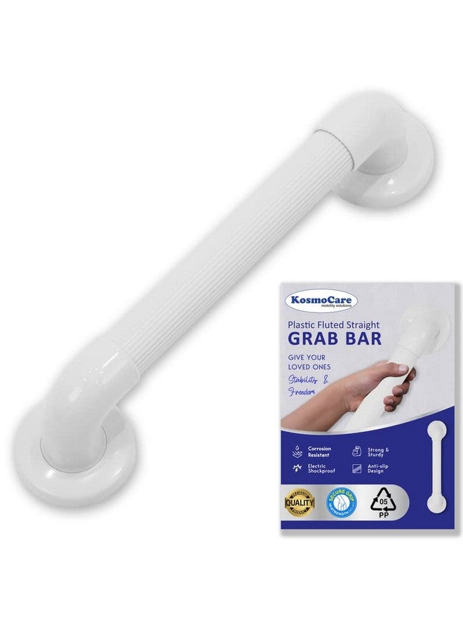 KosmoCare Polypropylene Plastic Grab Bar with Fluted Anti-Slip Design - 12" | Shower Handle for use in Toilet, Bathroom, Stairway Handrail for The Elderly, Pregnant Women & Handicap | Grab Bar Rails | - Image 1