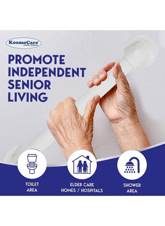 KosmoCare Polypropylene Plastic Grab Bar with Fluted Anti-Slip Design - 12" | Shower Handle for use in Toilet, Bathroom, Stairway Handrail for The Elderly, Pregnant Women & Handicap | Grab Bar Rails | - Image 3