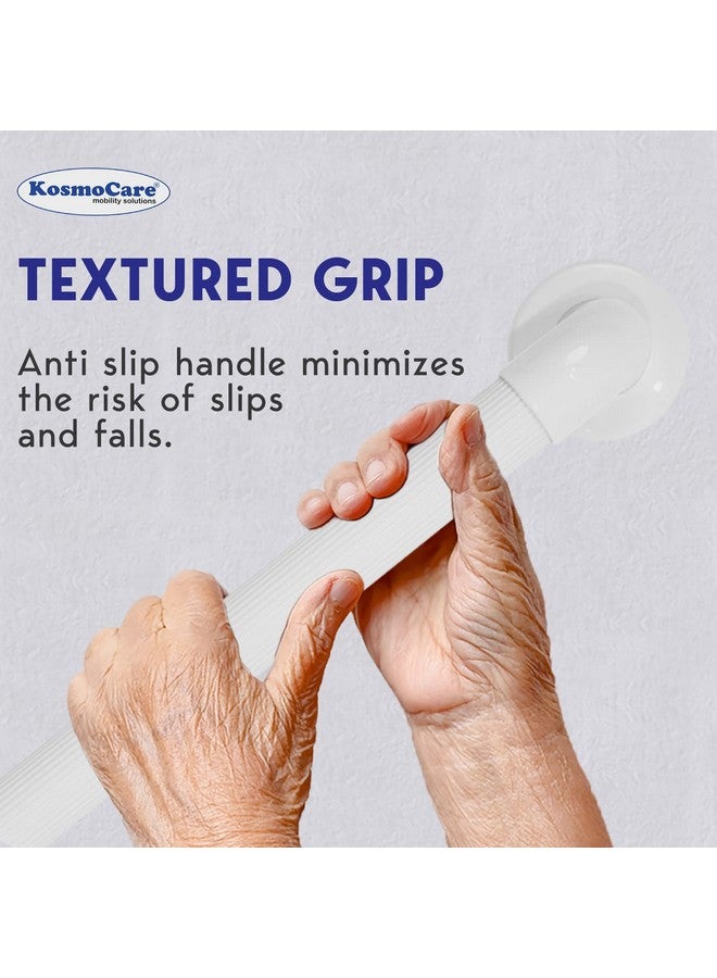 KosmoCare Polypropylene Plastic Grab Bar with Fluted Anti-Slip Design - 12" | Shower Handle for use in Toilet, Bathroom, Stairway Handrail for The Elderly, Pregnant Women & Handicap | Grab Bar Rails | - Image 5