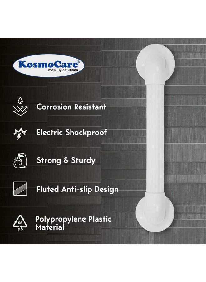 KosmoCare Polypropylene Plastic Grab Bar with Fluted Anti-Slip Design - 12" | Shower Handle for use in Toilet, Bathroom, Stairway Handrail for The Elderly, Pregnant Women & Handicap | Grab Bar Rails | - Image 2