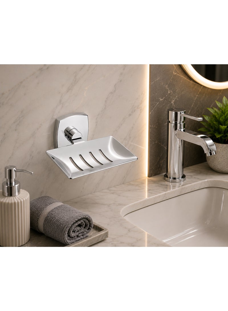 Stainless Steel Soap Holder with Square Base – Modern and Elegant Design (Silver) - Image 2