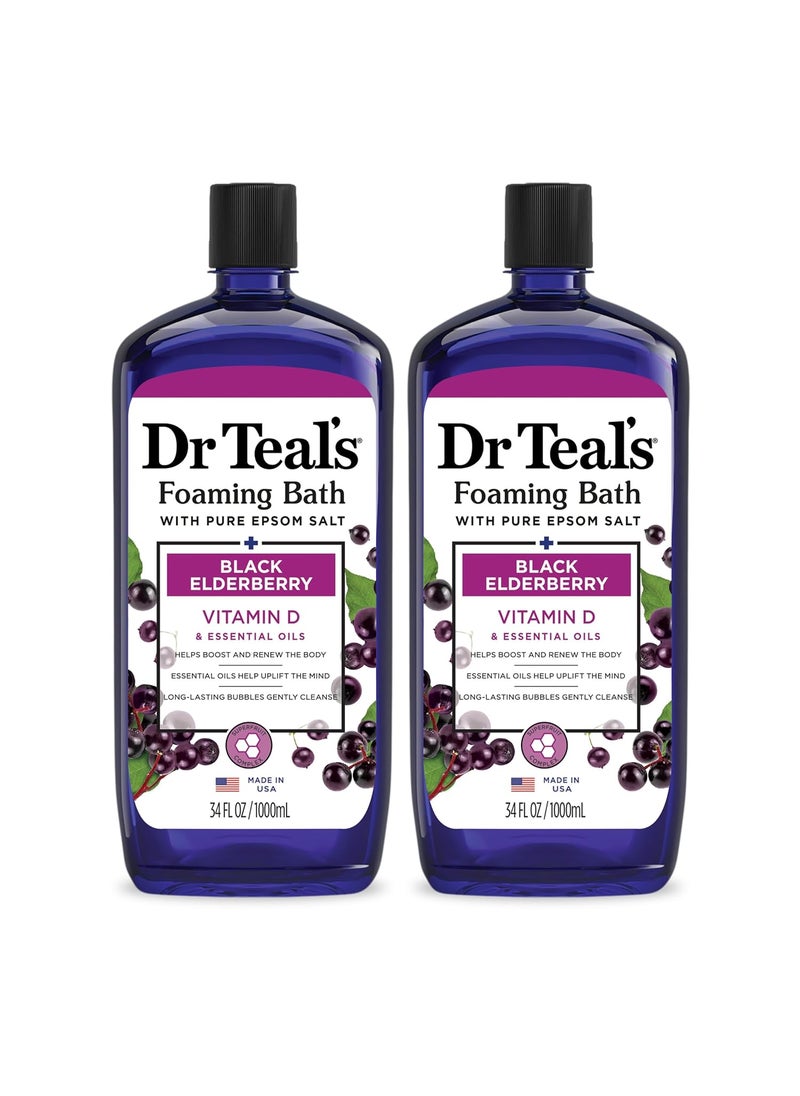 Dr Teal's Dr Teals Foaming Bath with Pure Epsom Salt Black Elderberry with Vitamin D 34 fl oz Pack of 2 