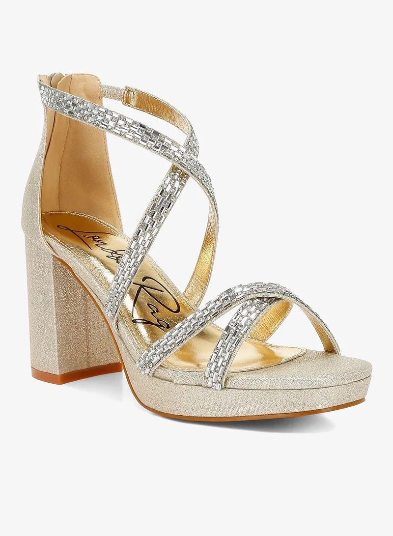 لندن راج صندل مزين بأحجار الراين باللون الذهبي