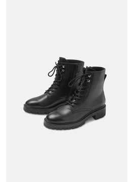 Tchibo Women Leather Lace Up Boot, Black  - Image 2