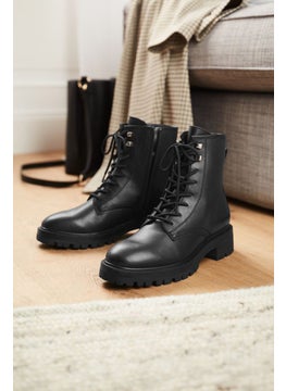 Tchibo Women Leather Lace Up Boot, Black  - Image 3