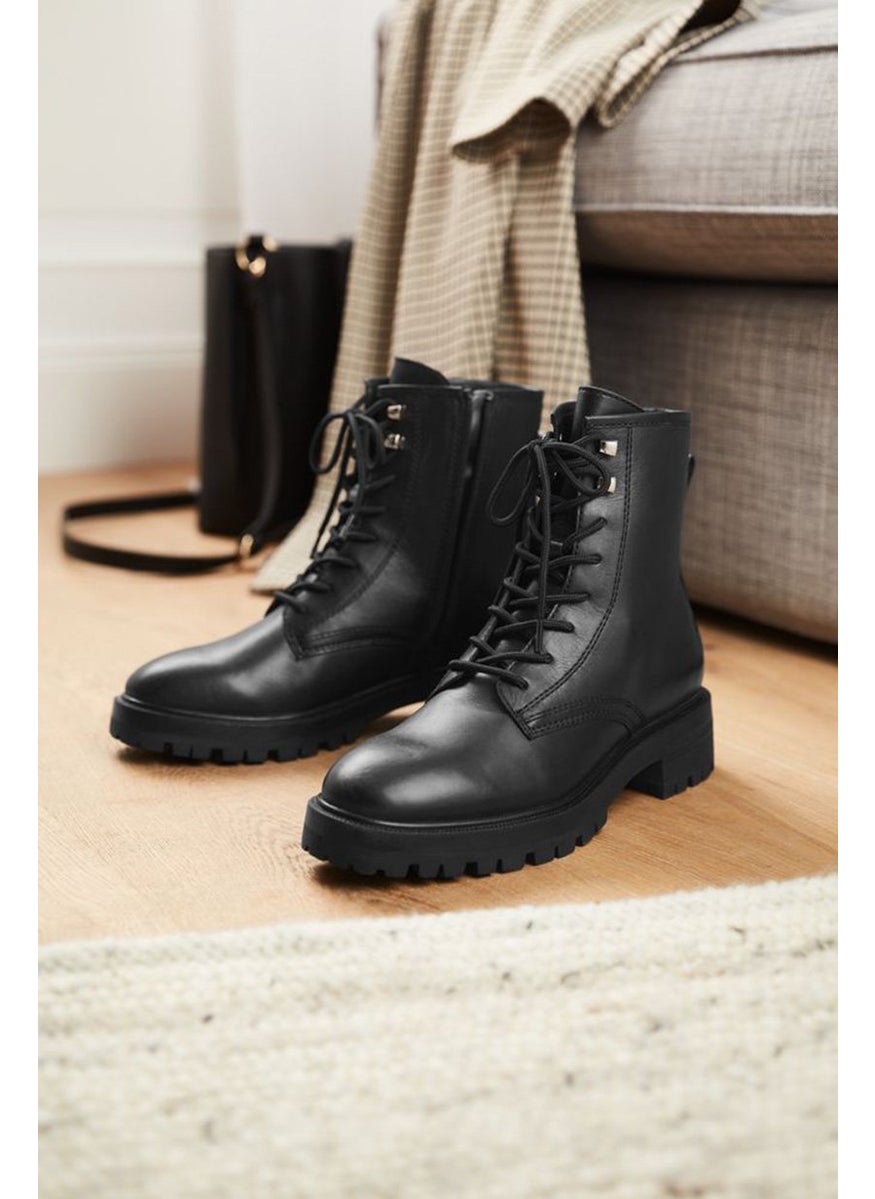 Tchibo Women Leather Lace Up Boot, Black  - Image 3