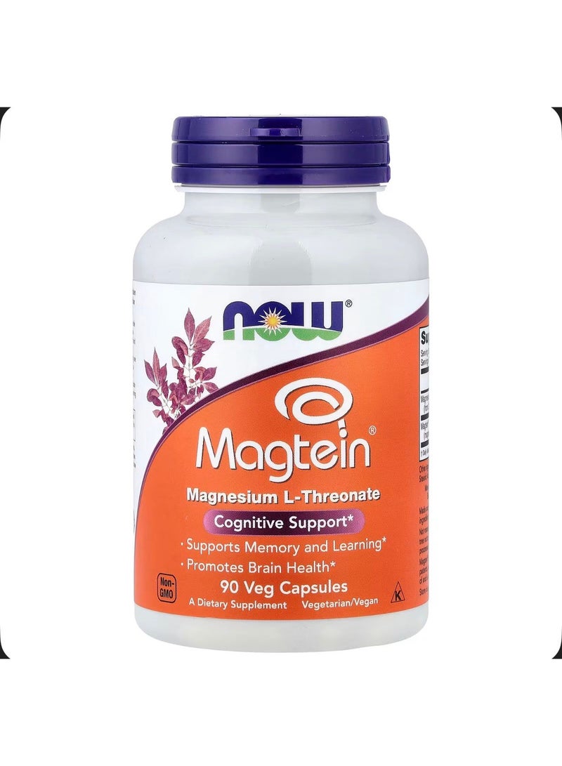 now Magtein Magnesium L Threonate Cognitive Support, 90 Vegetarian Capsules
