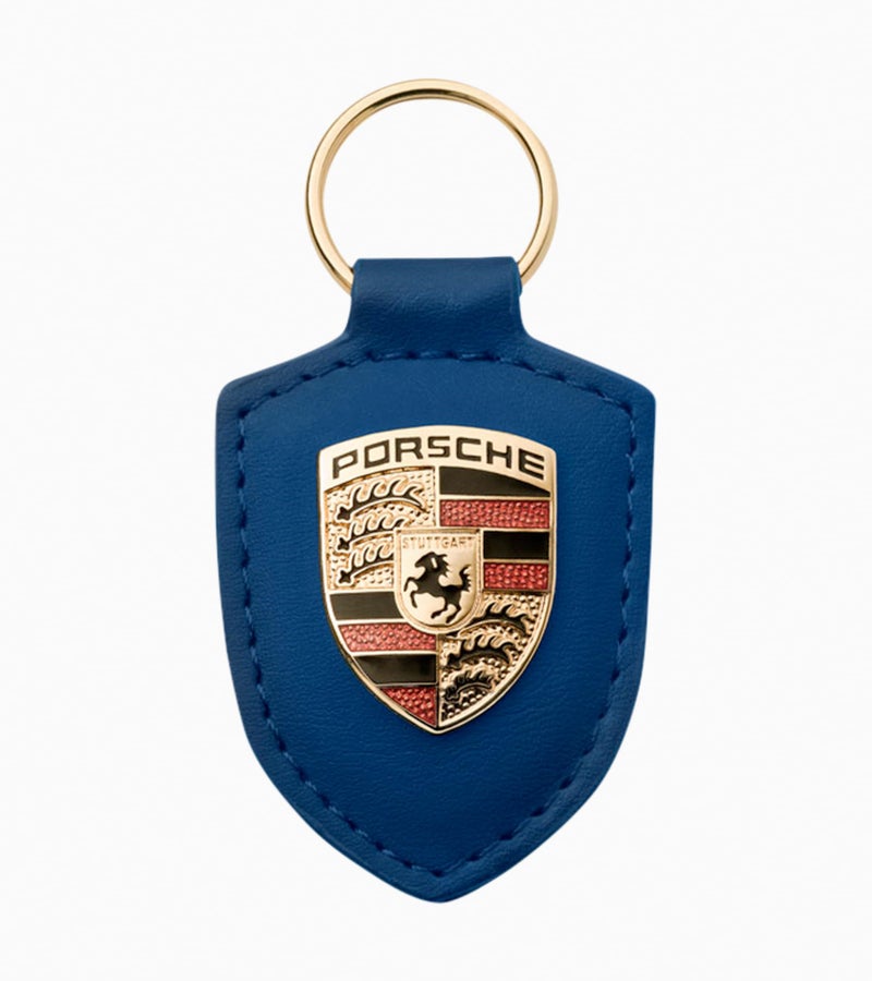 Porsche Crest Leather Keyfob Blue