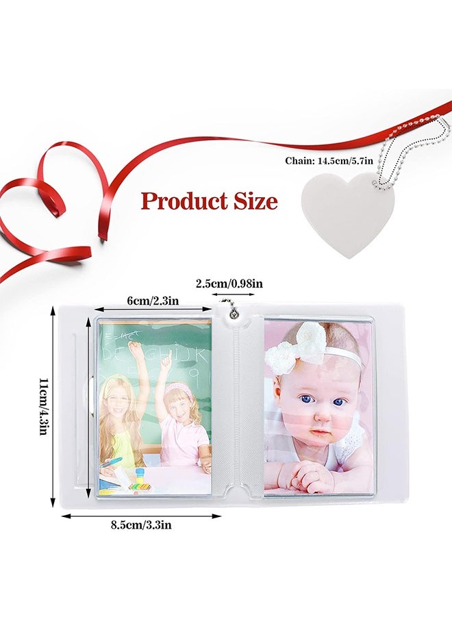 HS 3 Inch Mini Photo Album Set, Kpop Photocard Holder Book Binder With Pendant And DIY Keychian For Collecting Picture, 32 Pockets (White)  - Image 2