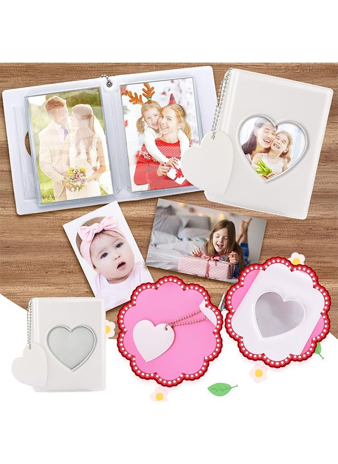 HS 3 Inch Mini Photo Album Set, Kpop Photocard Holder Book Binder With Pendant And DIY Keychian For Collecting Picture, 32 Pockets (White)  - Image 5