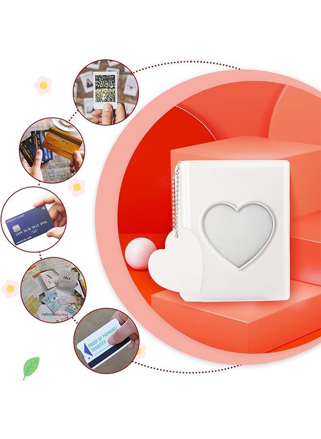 HS 3 Inch Mini Photo Album Set, Kpop Photocard Holder Book Binder With Pendant And DIY Keychian For Collecting Picture, 32 Pockets (White)  - Image 4