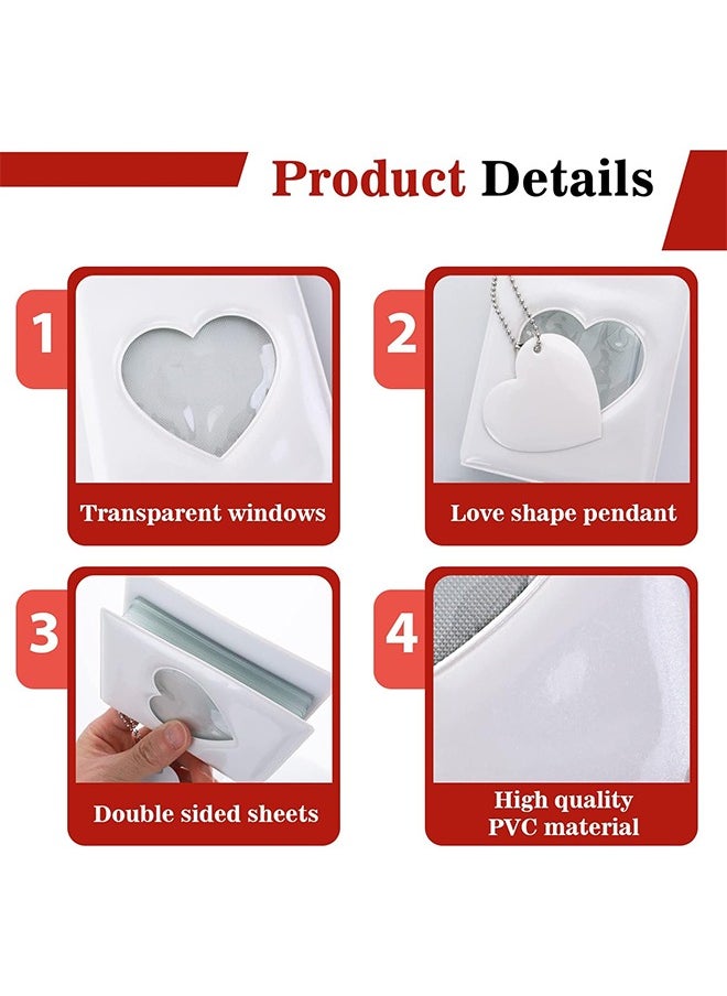 HS 3 Inch Mini Photo Album Set, Kpop Photocard Holder Book Binder With Pendant And DIY Keychian For Collecting Picture, 32 Pockets (White)  - Image 3
