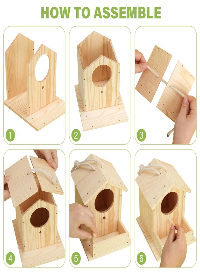 LotFancy Bird House Kit, 2 Pack, DIY Wooden Birdhouse Kits, Arts and Crafts Painting Kit for Kids, Build and Paint, Including Paints & Brushes - Image 3