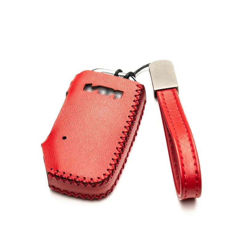 Vitodeco Genuine Leather Smart Key Fob Case Compatible with KIA Soul, Seltos, Sportage, NIRO, Sorento, Telluride, Rio, Forte, K5 2022-2025 New Emblem (4-Button, Red) - Image 2
