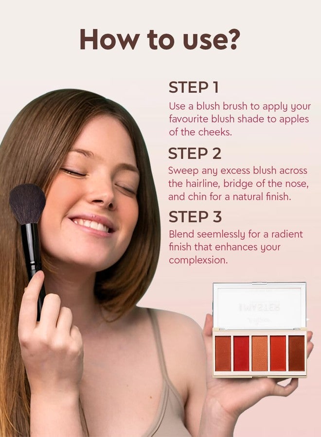JUST GOLD Justgold Master Blush Palette Highly Pigmented With 5 Shades Easy to Blend, Long Lasting, Non Oily and Non Sticky Formula - Image 4