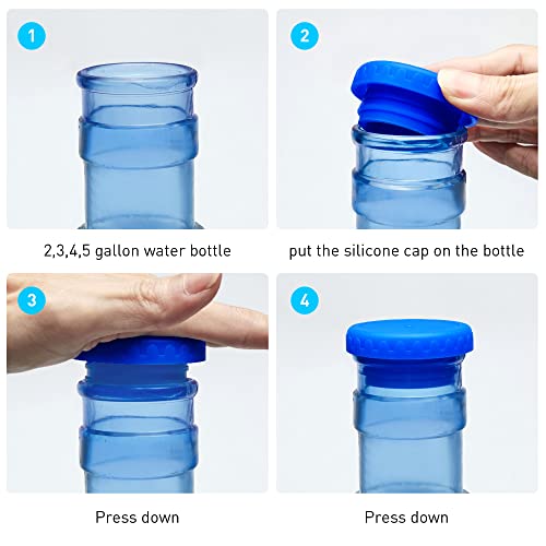 Jell-Cell Water Jug Caps 5 Gallon Reusable Silicone - Strong Sealing no Spill Top Lid Cover 55mm Bottles for Outdoor & Kitchen - Pack by 4 - Image 4