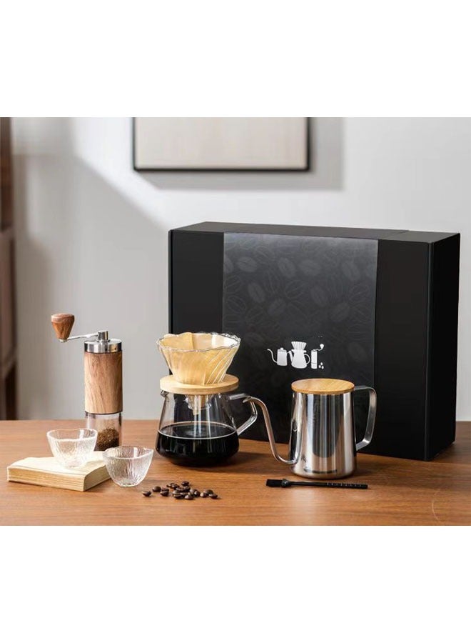 general Pour-over coffee set gift box coffee maker hand crank coffee set outdoor grinder - Image 1