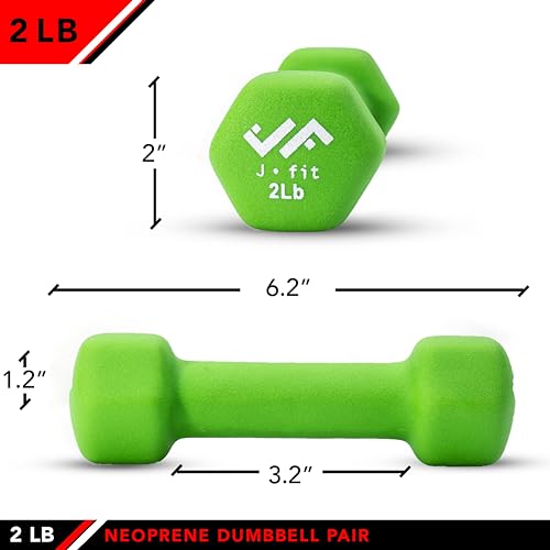 JFIT Neoprene Dumbbell (Set of 2), 2 LBS - Image 2