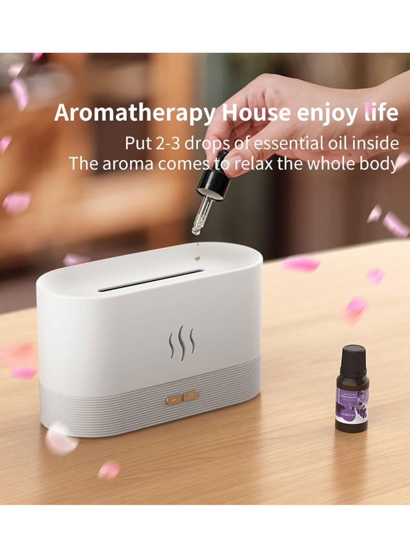 Essential Oil Diffuser, Flame Simulation Mist Humidifier, 180ml Aroma Diffuser, 2 Brightness Levels Night Light Auto Shut-Off (White)  - Image 3