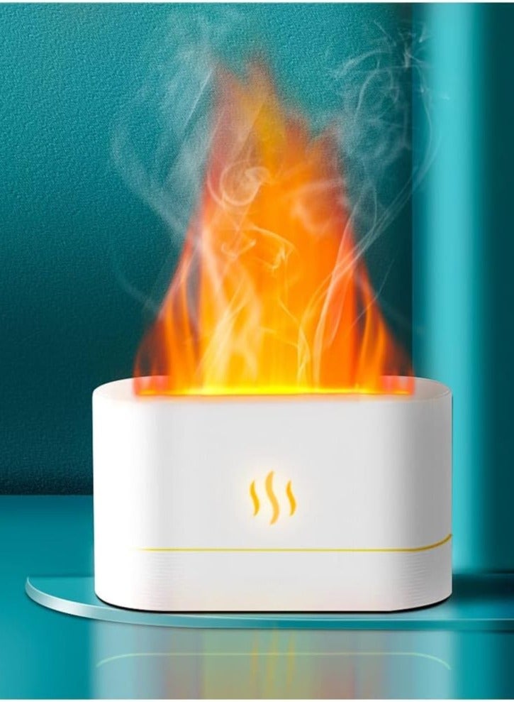 Essential Oil Diffuser, Flame Simulation Mist Humidifier, 180ml Aroma Diffuser, 2 Brightness Levels Night Light Auto Shut-Off (White)  - Image 2